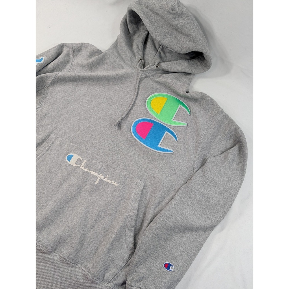 Champion Big Patch reverse weave Exclusive Hoodie Medium embroidered double Logo